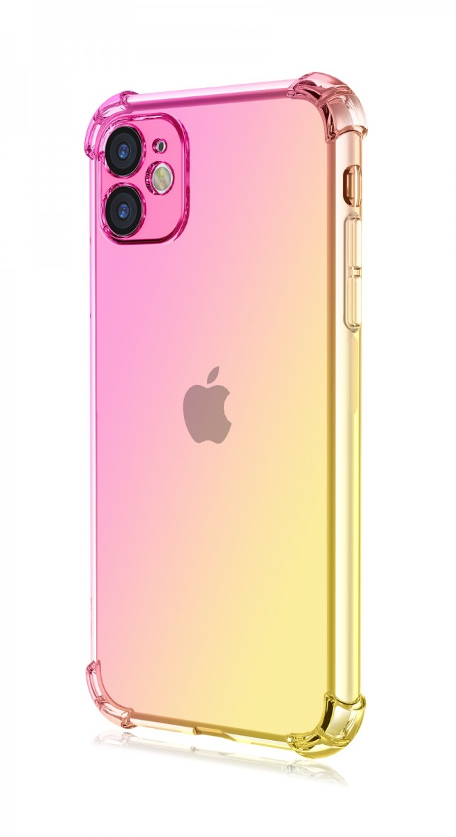 Zadní kryt TopQ na mobil iPhone 11 Shock duhový růžovo-žlutý