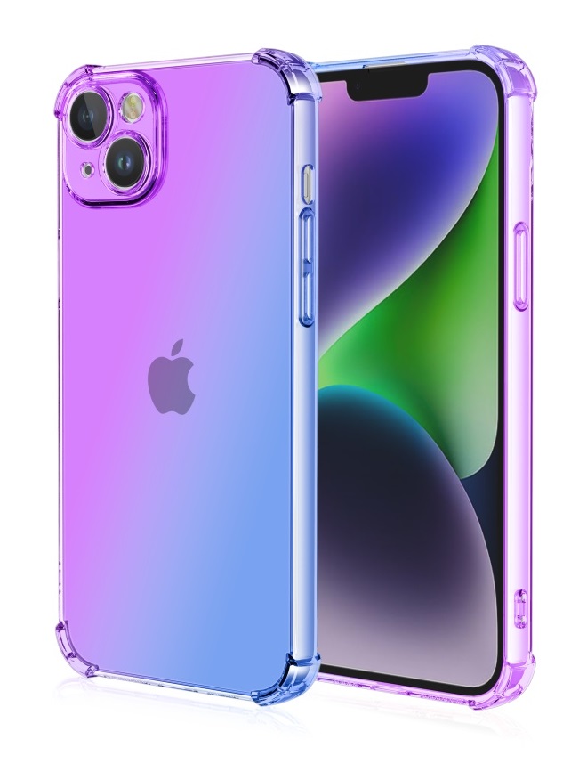 Zadní kryt TopQ na mobil iPhone 13 Shock duhový fialovo-modrý