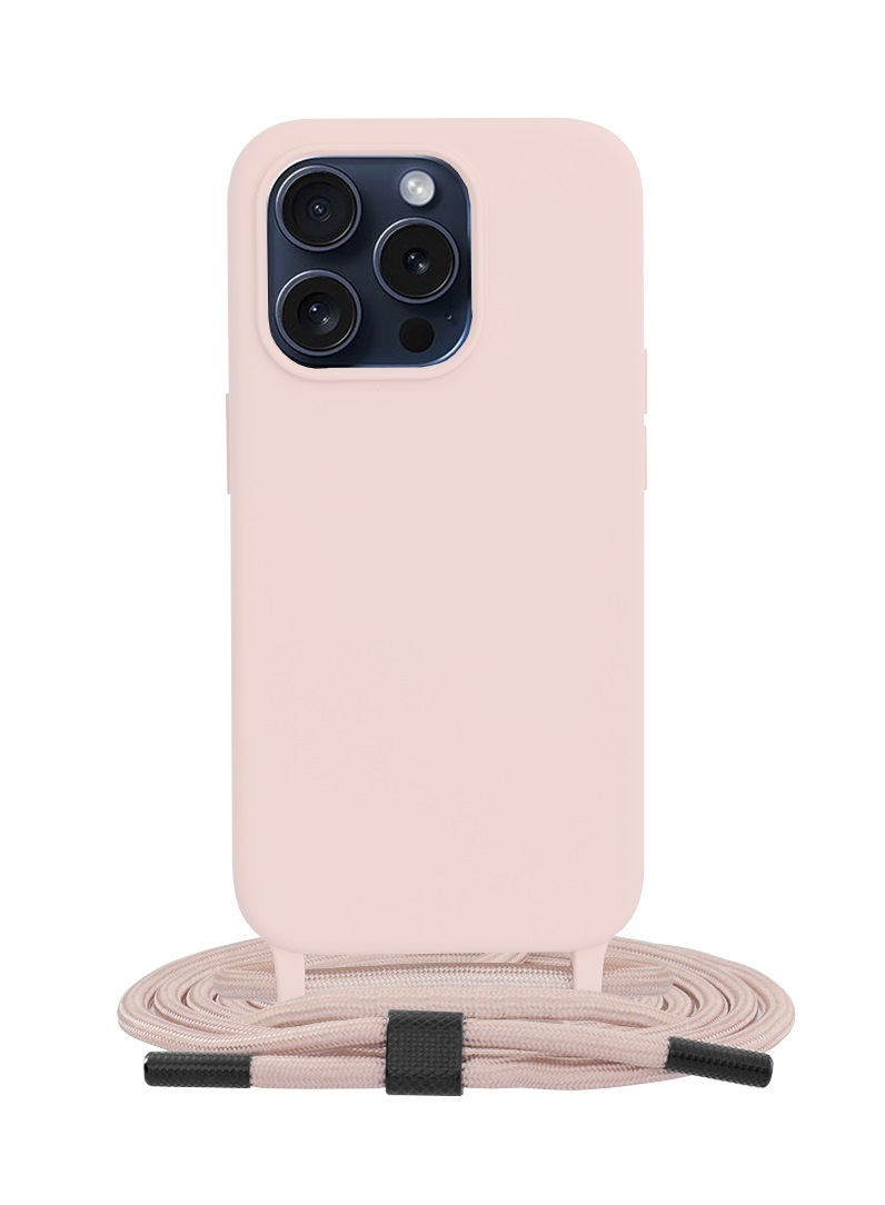 Zadní kryt Techsuit na mobil iPhone 15 Pro pudrový se šňůrkou