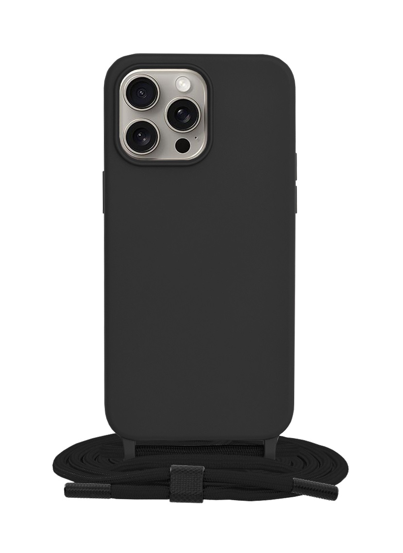 Zadní kryt Techsuit na mobil iPhone 15 Pro Max černý se šňůrkou