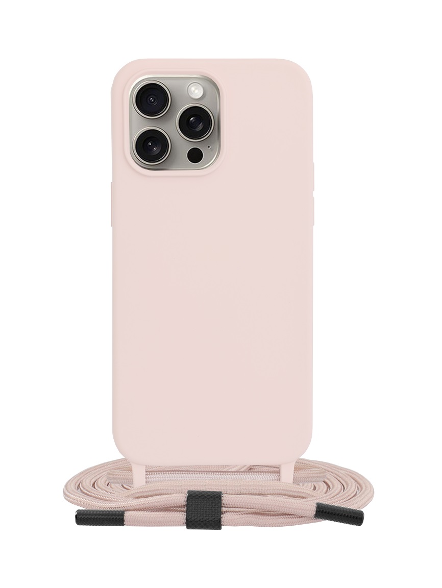Zadní kryt Techsuit na mobil iPhone 15 Pro Max pudrový se šňůrkou